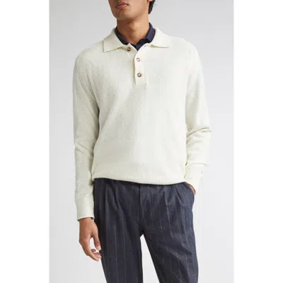 Eleventy Wool & Cashmere Blend Polo Sweater In White