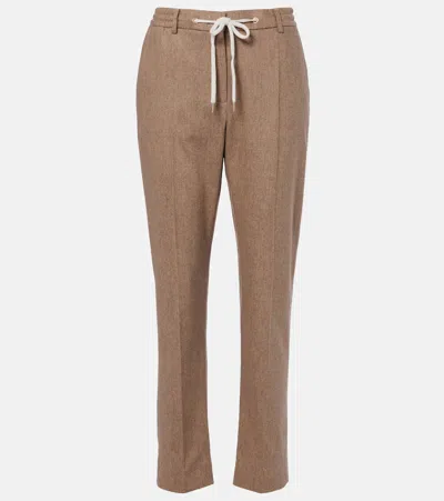 Eleventy Wool And Cashmere Tapered Pants In Brown