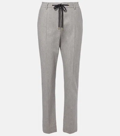 Eleventy Wool And Cashmere Tapered Pants In Gray