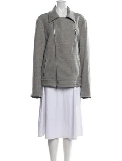 Pre-owned Eleventy Wool Biker Jacket In Grey