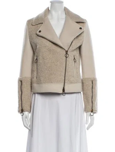 Pre-owned Eleventy Wool Biker Jacket In Neutral