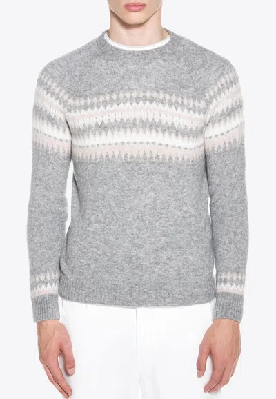 Eleventy Wool-blend Crewneck Sweater In Blue