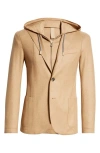 ELEVENTY ELEVENTY WOOL BLEND FLANNEL SPORT COAT WITH REMOVABLE HOODED BIB