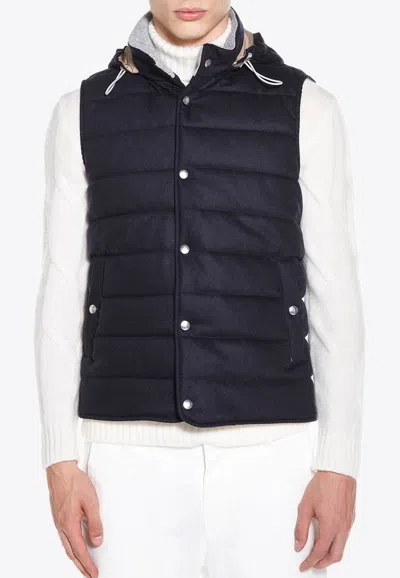 Eleventy Wool-blend Padded Vest In Black