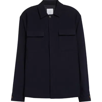 Eleventy Wool Blend Shirt Jacket In 11 Blue