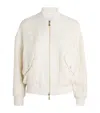 Eleventy Wool-blend Tweed Bomber Jacket In White