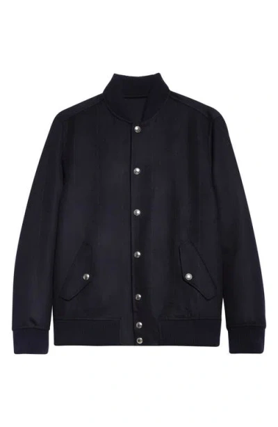 Eleventy Wool Bomber Jacket In Black