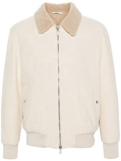 Eleventy Wool Bomber Jacket In Beige