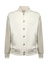 Eleventy Wool Cashmere Bomber Jacket In Sand, White