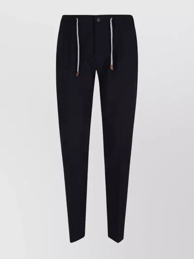 ELEVENTY WOOL CANVAS JOGGER TROUSERS WITH SUEDE HEM