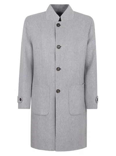 Eleventy Wool-cashmere Blend Coat With Stand Collar In Gray