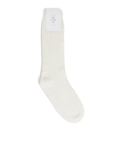 Eleventy Wool-cashmere-blend Socks In White