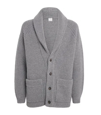 Eleventy Wool-cashmere Shawl Cardigan In Gray