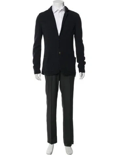 Pre-owned Eleventy Wool Collar Cardigan In Blue