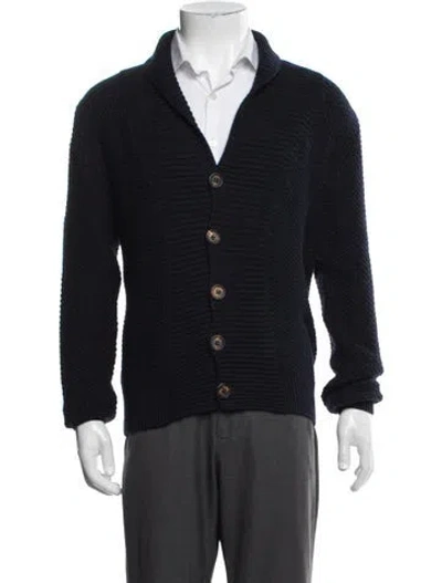 Pre-owned Eleventy Wool Collar Cardigan In Blue