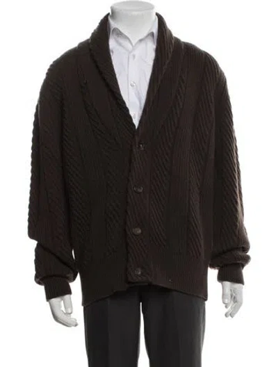 Pre-owned Eleventy Wool Collar Cardigan In Brown