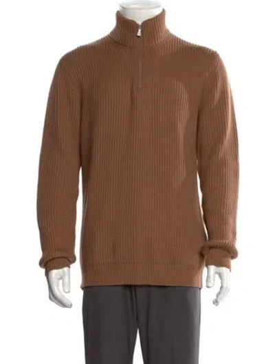 Pre-owned Eleventy Wool Collar Pullover In Brown