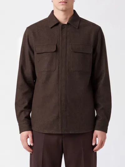 Eleventy Wool, Cotton And Cashmere Blend Shirt Jacket With Flap Pockets In Brown