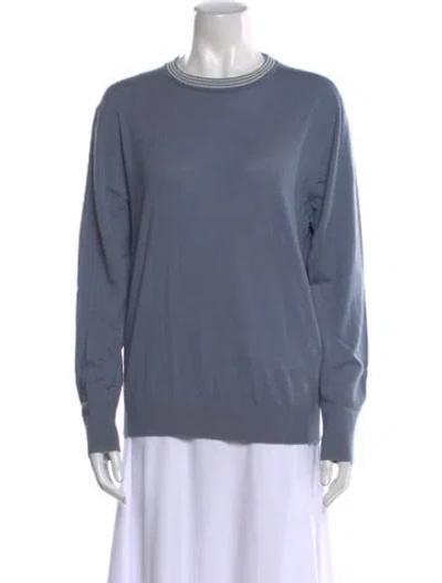 Pre-owned Eleventy Wool Crew Neck Sweater In Blue