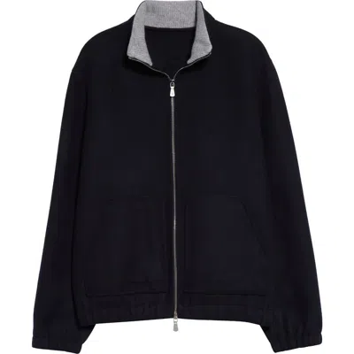 Eleventy Wool Double Face Jacket In Navy Blue