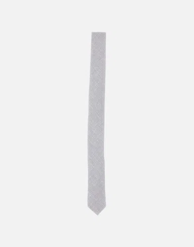 Eleventy Wool Linen Silk Tie In Pearl Grey In Beige