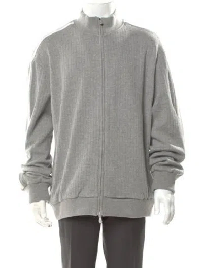 Pre-owned Eleventy Wool Mock Neck Cardigan W/ Tags In Gray