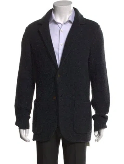 Pre-owned Eleventy Wool Open Front Cardigan In Black
