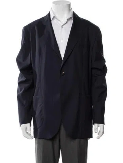 Pre-owned Eleventy Wool Overcoat In Blue