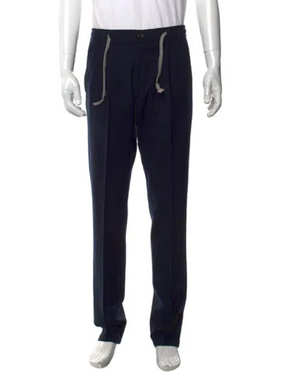 Pre-owned Eleventy Wool Pants In Black/blue