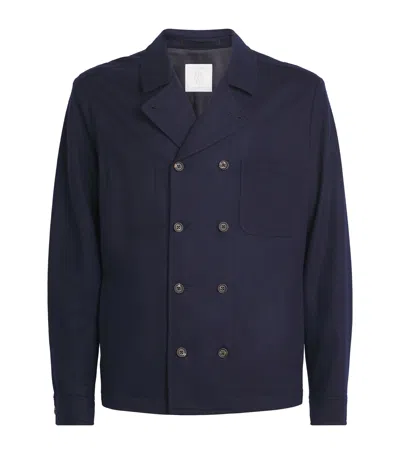 Eleventy Wool Pea Coat In Blue