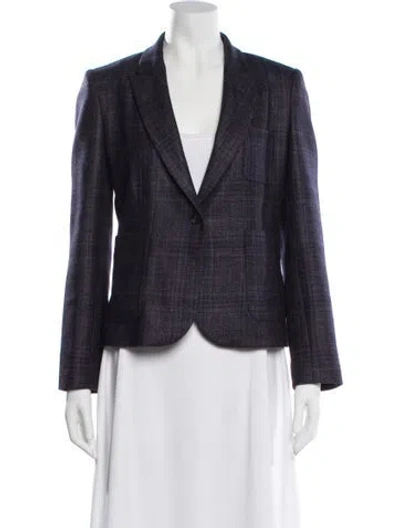 Pre-owned Eleventy Wool Plaid Print Blazer In Blue