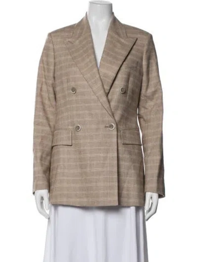 Pre-owned Eleventy Wool Plaid Print Blazer In Brown