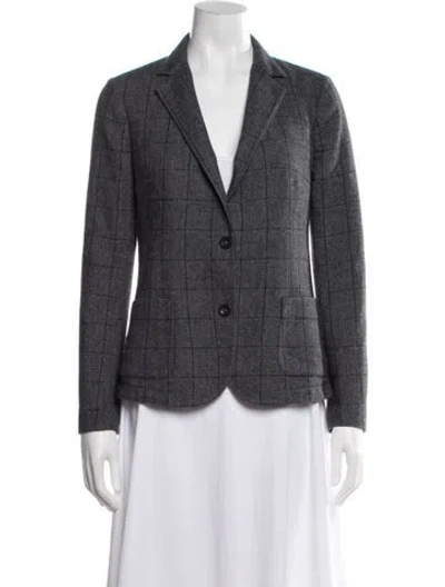 Pre-owned Eleventy Wool Plaid Print Blazer In Gray