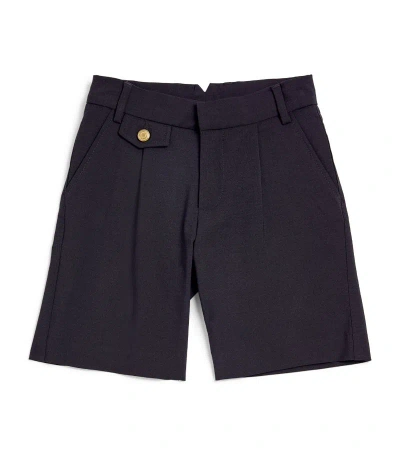 Eleventy Kids' Wool Pleated Suit Shorts (2-16 Years) In Blue