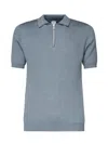 Eleventy Wool Polo Zip Collar In Blue