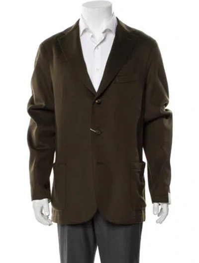 Pre-owned Eleventy Wool Raw-edge Trim Sport Coat In Green
