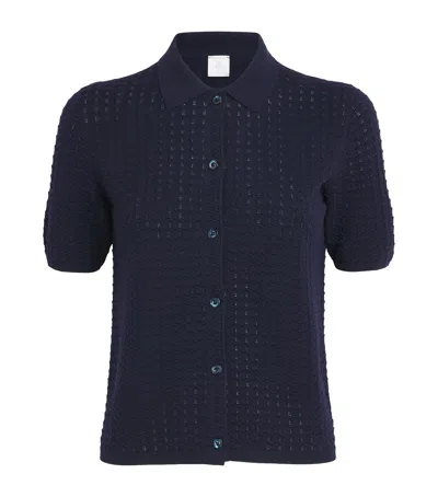 Eleventy Wool Short-sleeve Shirt In Blue