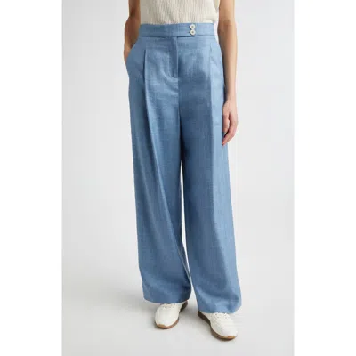 Eleventy Wool, Silk & Linen Straight Leg Pants In Blue