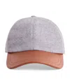 Eleventy Wool-silk-cashmere Leather-brim Baseball Cap In Multi