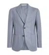 Eleventy Wool-silk-cashmere Stripe Blazer In Blue