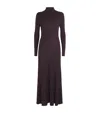 Eleventy Wool-silk Rib-knit Maxi Dress In Brown