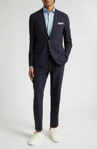 Eleventy Wool Stretch Gabardine Suit In Blue