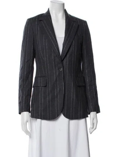 Pre-owned Eleventy Wool Striped Blazer In Grey