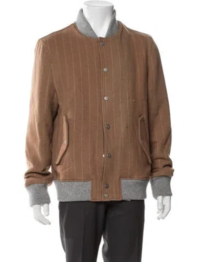 Pre-owned Eleventy Wool Striped Bomber Jacket In Brown