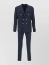 Eleventy Blue Double-breasted Suit With Peak Revers And Jewel Buttons In Wool Stretch Man