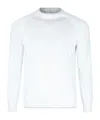 Eleventy Timeless Crewneck Sweater With Ribbed Details In White