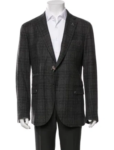 Pre-owned Eleventy Wool Tweed Pattern Blazer In Green