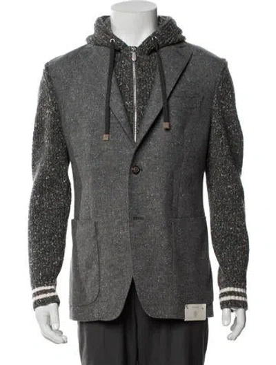 Pre-owned Eleventy Wool Tweed Pattern Jacket In Grey