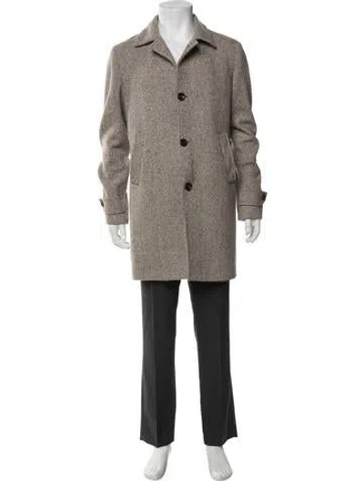 Pre-owned Eleventy Wool Tweed Pattern Overcoat In Gray