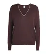 Eleventy Wool V-neck Sweater In Burgundy